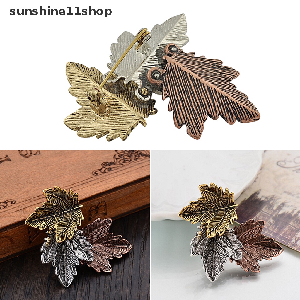 Sho Pin Bros Daun Maple Vintage Lapis Emas / Silver Untuk Wanita