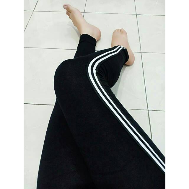 LEGGING 2 LIST PUTIH / LEGGING IMPORT MURAH / HARGA GROSIER