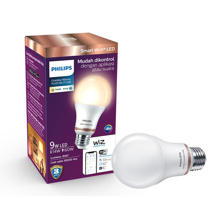  lampu  led  Philips smart Wifi tunable 9w 9  watt  white and 