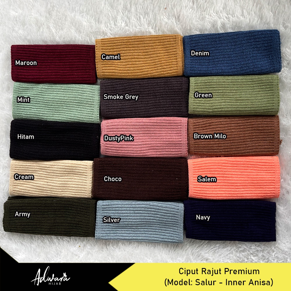 Ciput Rajut Anisa Premium Anti Pusing Motif Salur Polos / Inner Rajut Salur 1 Warna