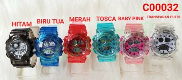 ( C032 ) JAM TANGAN SPORT DEWASA / WATER RESISTANT 3 ATM / TAHAN AIR