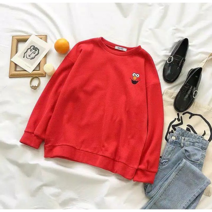 Elmo Sweater / Sweater Wanita / Sweater Flecee