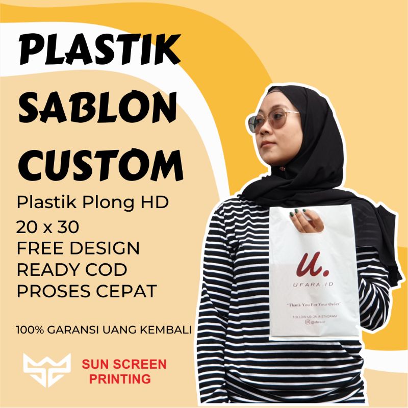 Plastik Sablon Packing Olshop Plong Murah 20x30 Free Design