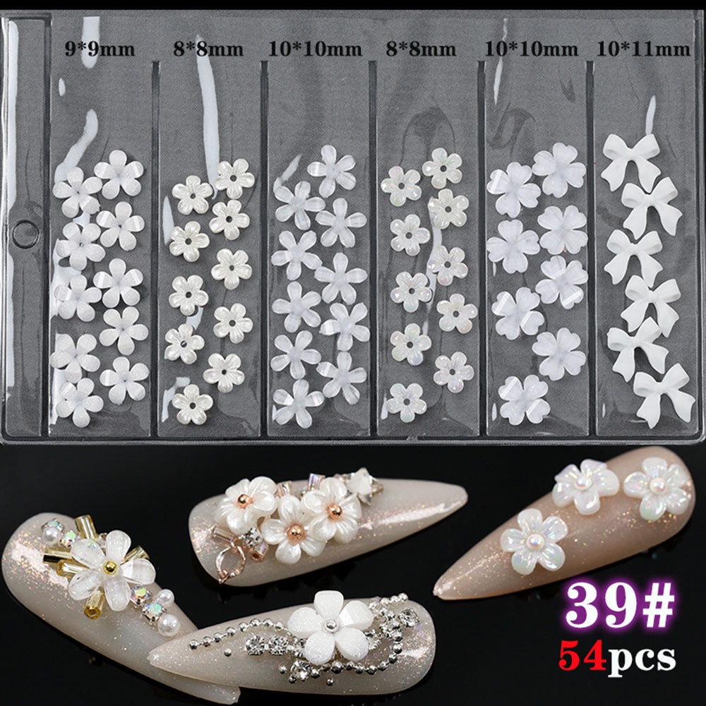 MXBEAUTY 48 Pcs/Set 3D Nail Decoration Various Nail Rhinestones Nail Art Bow Skirt Shape Candy Color Resin Laser Colorful Bow Ribbon DIY Manicure Accessories Nail Jewelry