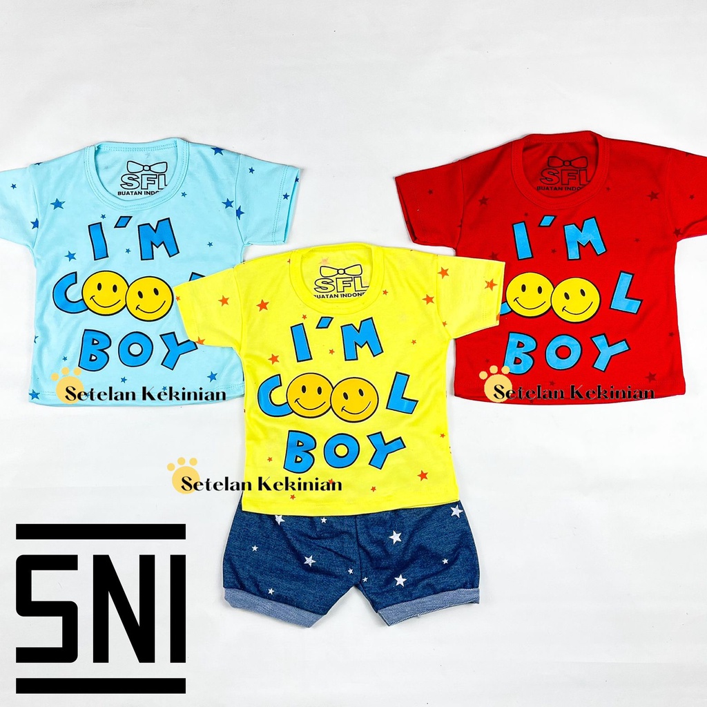 [SK] Set Anak Laki Laki 0bln-12bln Setelan Bayi Cowok Glitter Karakter Animasi Baby Boy Keren Murah Im Cool Boy