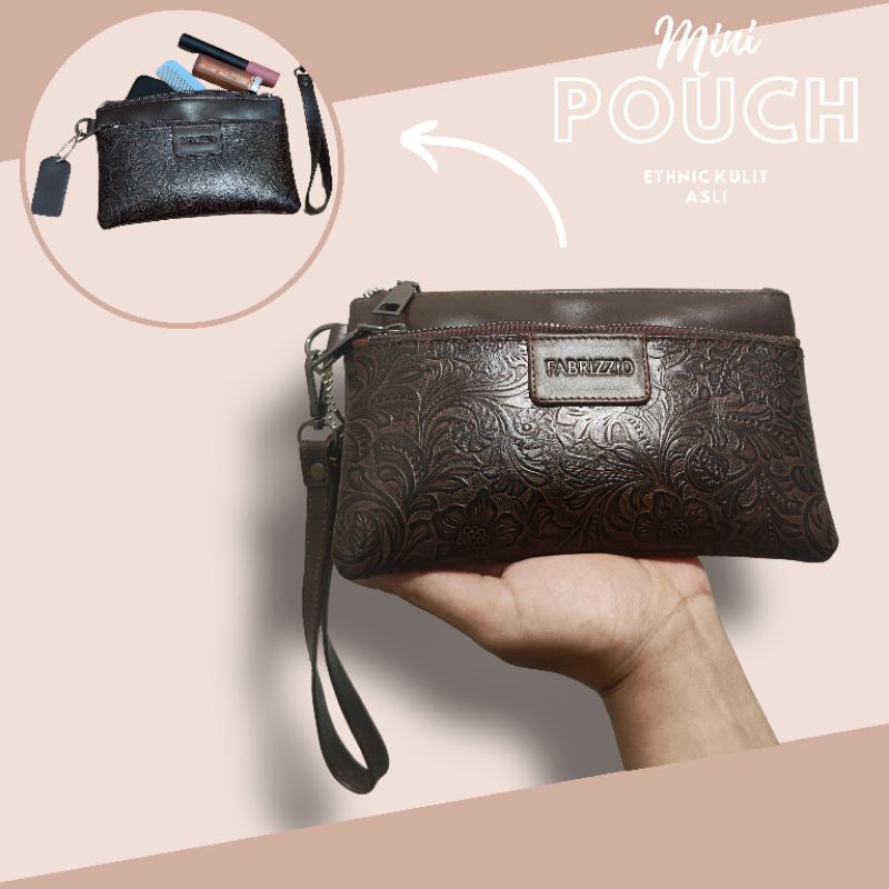 dompet wanita pouch mini make up kulit asli