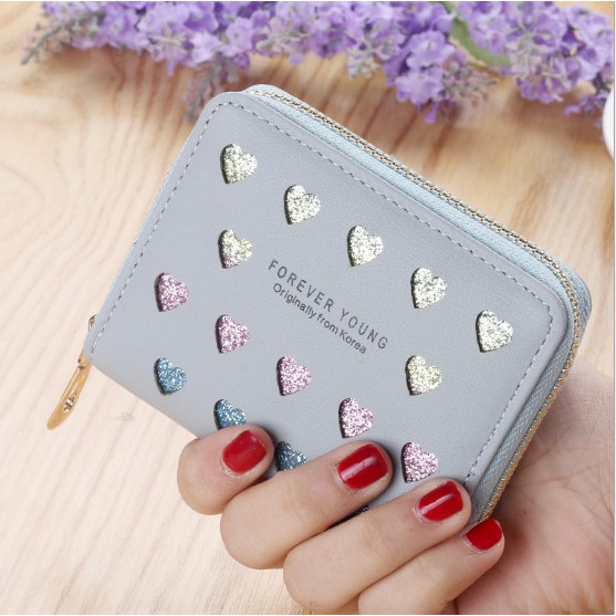 (6 WARNA) DOMPET PREMIUM Korea Love Glitter Laser Cut Lomenia LOD038