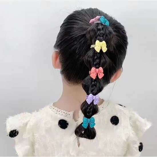 Ikat Rambut Korea Anak Perempuan Model Pita Aksesoris ikat Rambut Wanita 1 Set 2 Pcs Karet Elastis import AK134