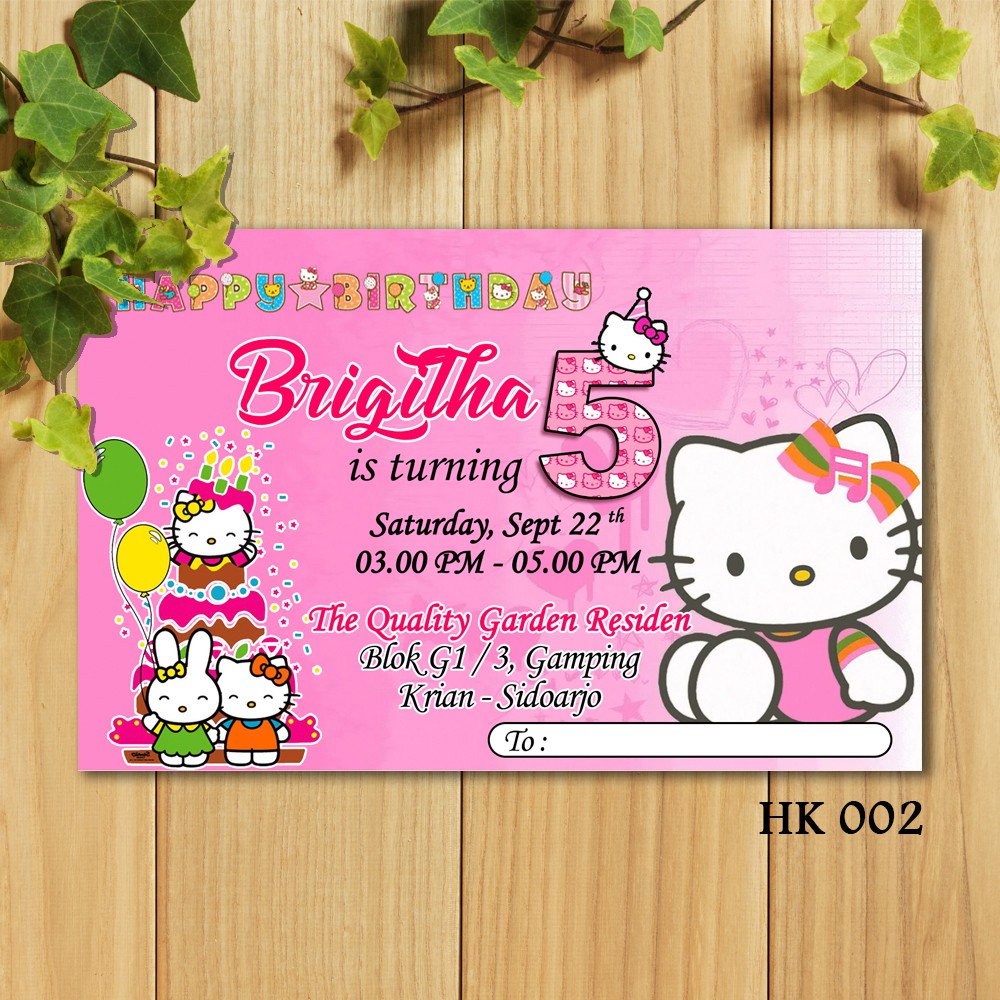 Afy Undangan 20pcs Undangan Ulang Tahun Tema Hello Kitty Birthday Card Shopee Indonesia