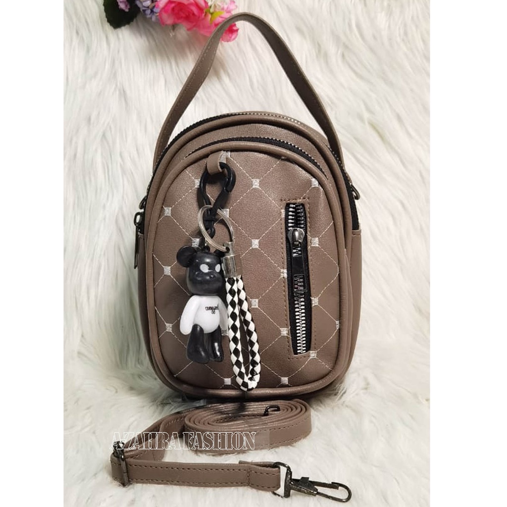 A-ZAHRA 404  SLING BACKPACKS BORDIR 3 IN 1 / RANSEL MINI / TAS MURAH FREE GANTUNGAN-KHAKI 404