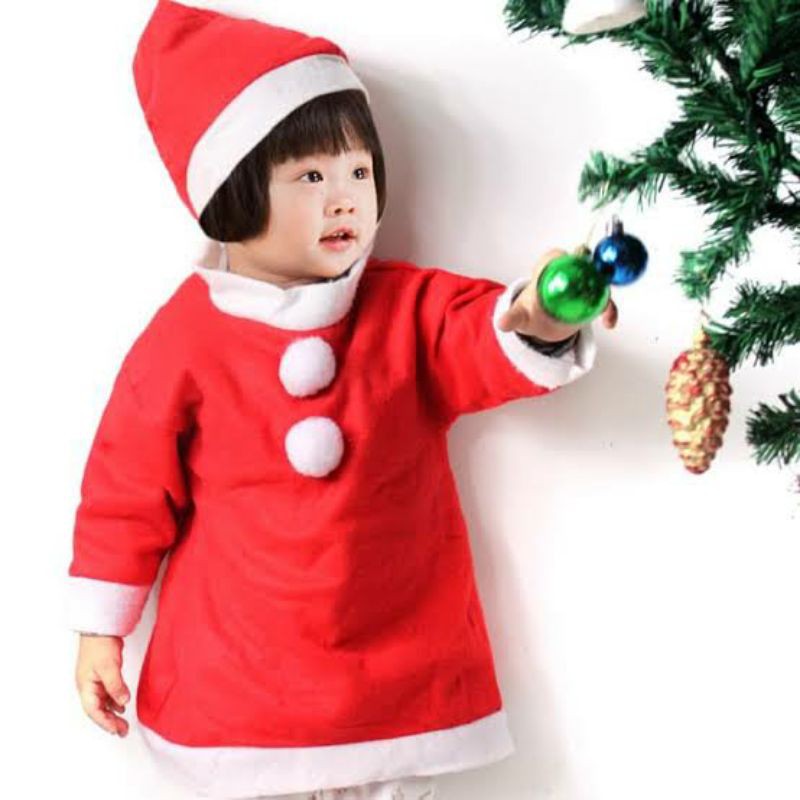 Baju Kostum Santa Natal Anak Bayi Balita Cosplay Baju Natal Murah