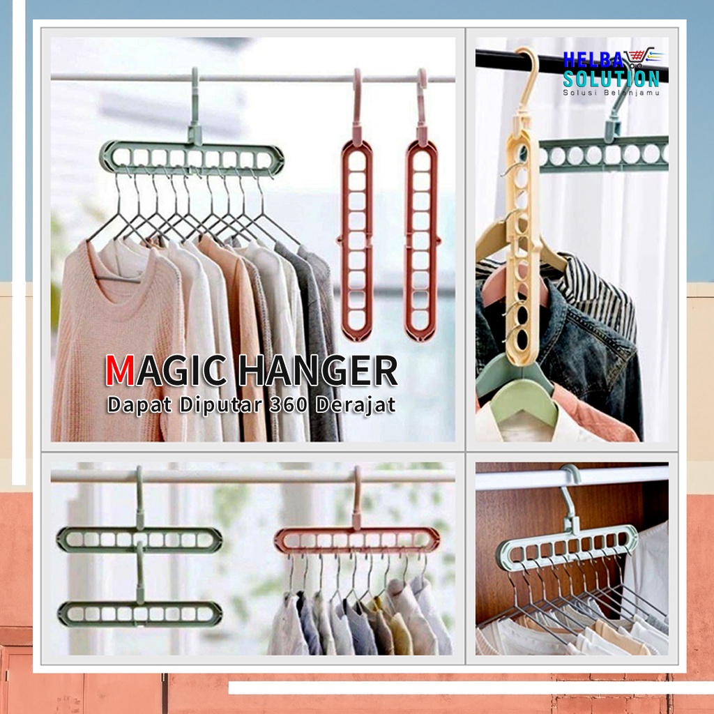 MAGIC HANGER Gantungan Baju Ajaib 9 Lubang Hole Bisa Diputar 360 Derajat Praktis Hemat Ruang