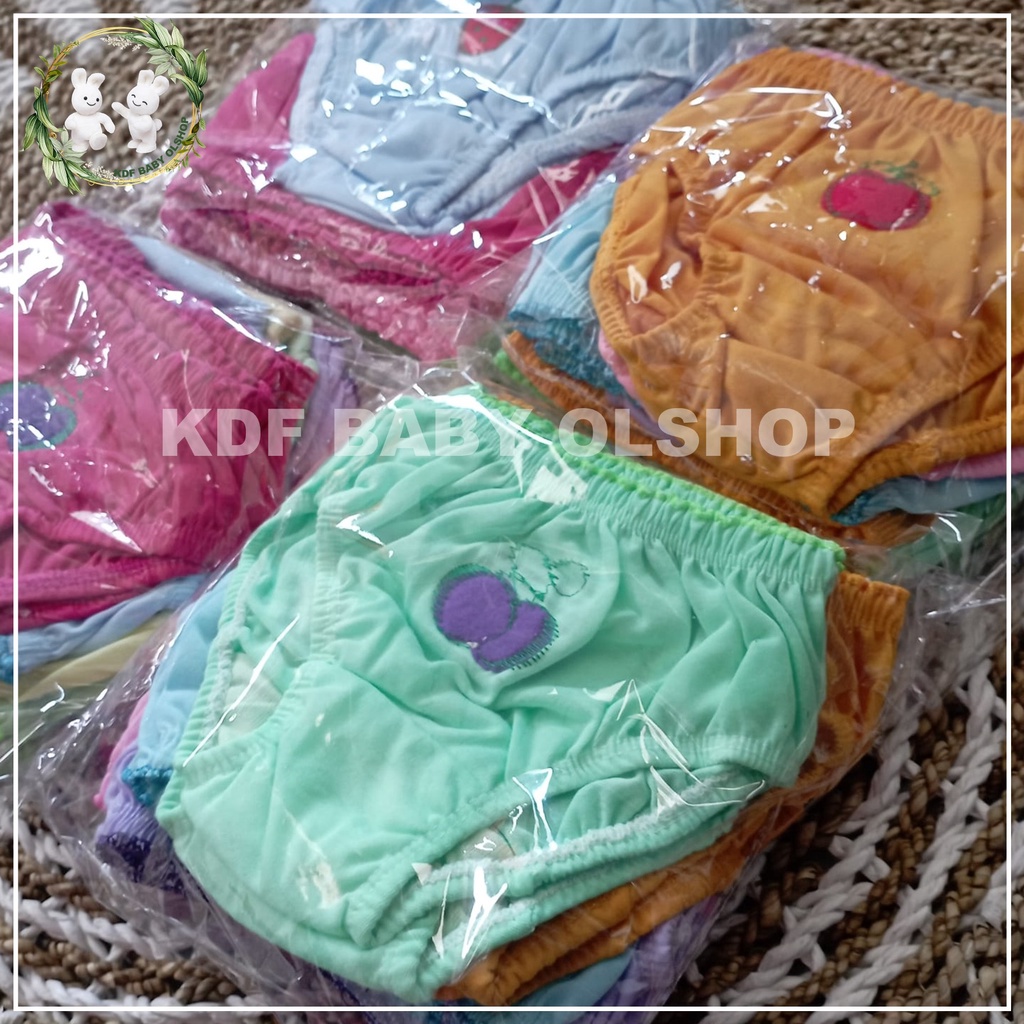 12 PCS CELANA DALEM ANAK PEREMPUAN, 6 PCS CD ANAK USIA 1 TAHUN SAMPAI-2345678.TAHUN,GAMBAR MOTIP BUAH-BUAHAN,BORDIER,MANUAL