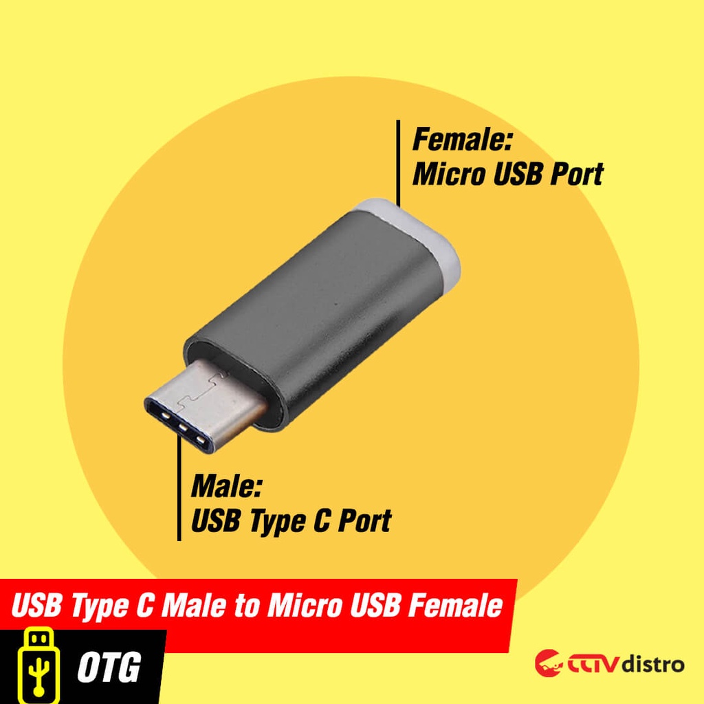 OTG Type C Male To Micro USB Female Converter Mini Adapter Connector Bahan Metal Garansi 1 Bulan