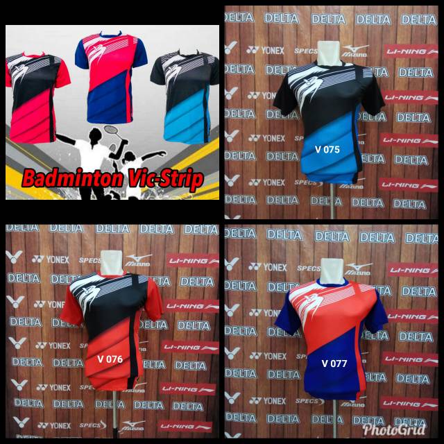 Kaos Badminton Baju Bulutangkis Victor Vic-Strip Kualitas Lokal