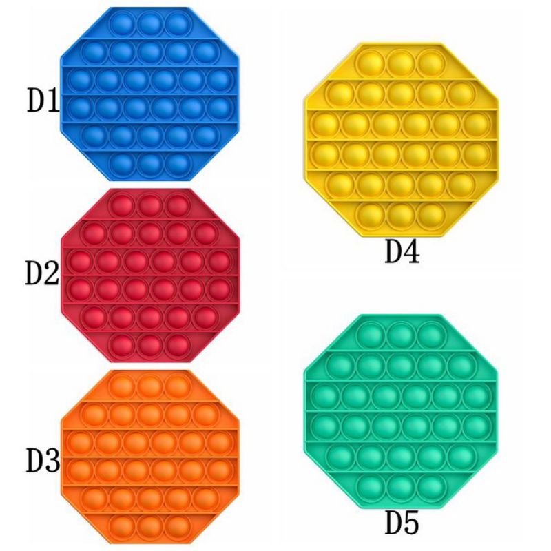 New fidget push Pop Its Round Toy Push bubble stress kids pop it murah popit mainan anak rainbow-Octagon hijau
