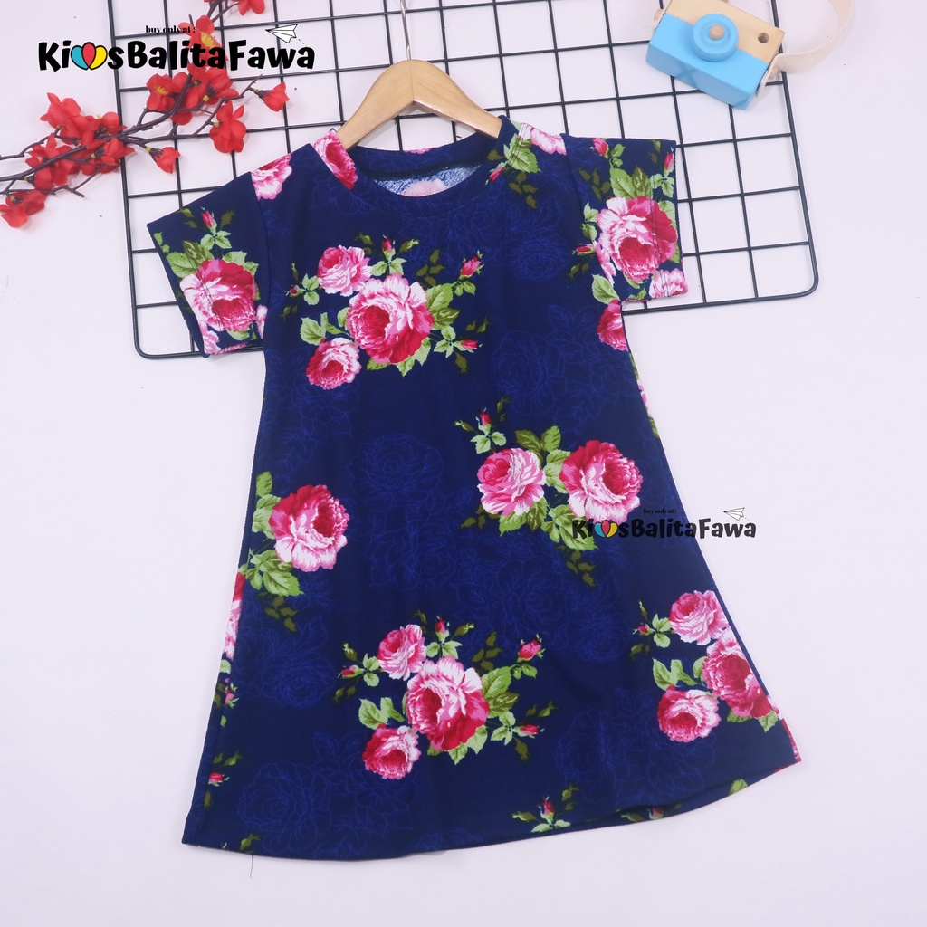 Dress Larissa uk 4-5 Tahun / Dres Lengan Pendek Baju Anak Perempuan Tunik Balita Cewek Blouse Atasan