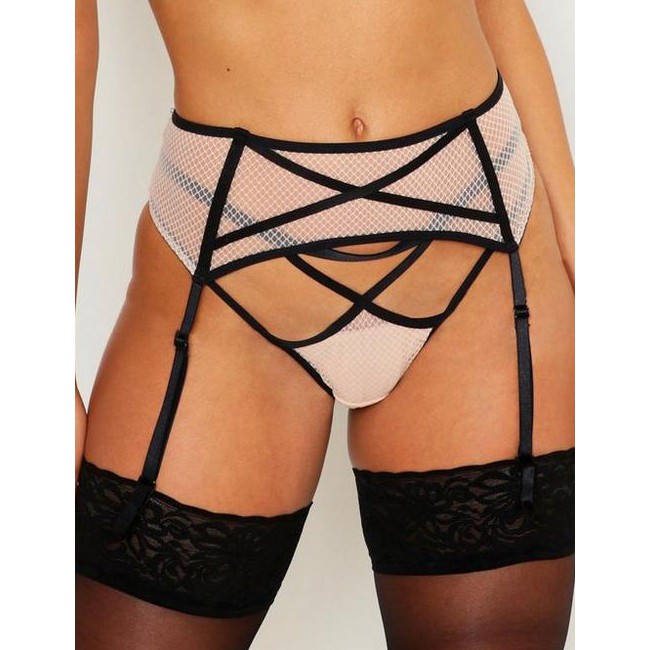 Thong Boohoo Strappy Contrast Peach