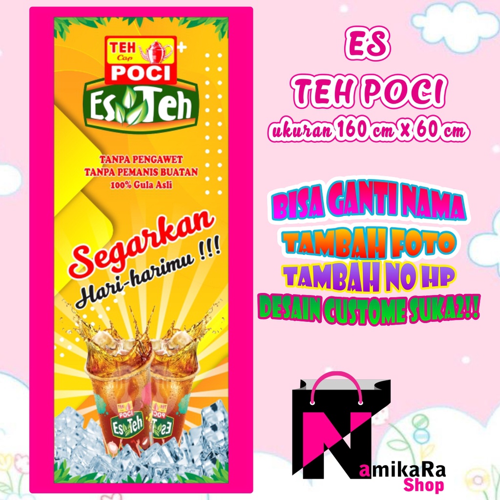 Spanduk Banner Backdrop Es Teh Poci / Banner Teh Poci / Spanduk Teh manis Teh poci Ukuran 160x60 Bis