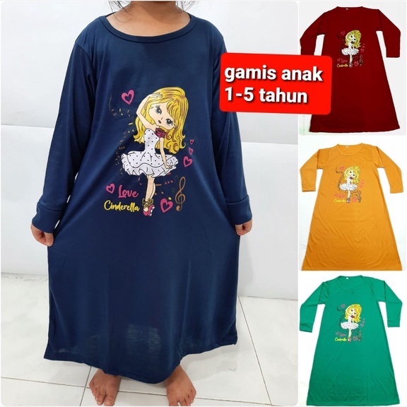 gamis anak perempuan pakaian 1-5 thun lengan panjang kaos cewek muslim grosir murah putri