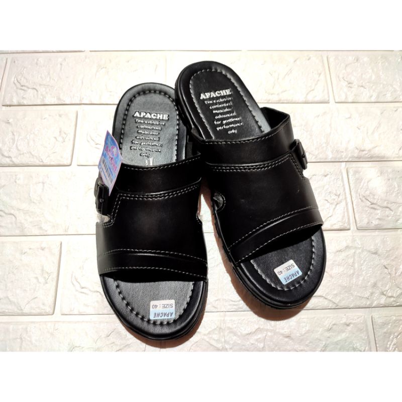 sandal kulit slop jempol sandal casual pria