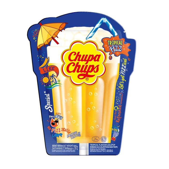 

Chupa Chups - Tropical Fizz Lollipop - Isi 5x15 gr