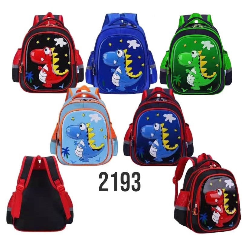 Tas TK Anak laki laki anak Perempuan Ransel Sekolah Glossy Timbul Dino Dinosaurus