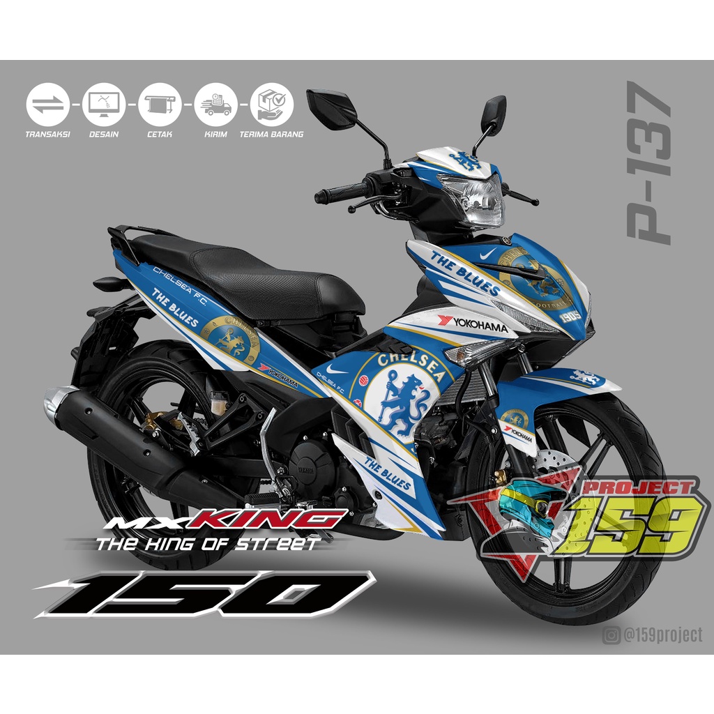 Stiker Motor Jupiter MX King 150 Old - P-137 Chelsea FC Livery