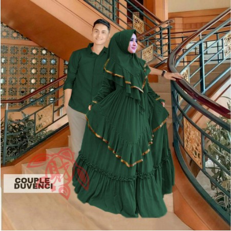 Baju Couple Gamis Syar'i Remaja Suami Istri Terbaru 2021/couple pasangan Rasti Bahan organdi ruby