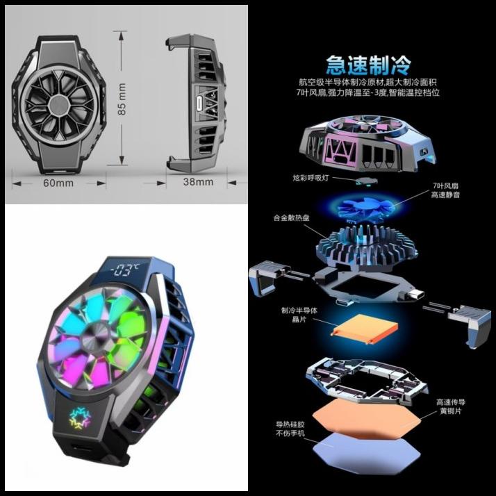 X9 Funcooler Pro Radiator Pendingin Handphone Cooler Hp Display Suhu