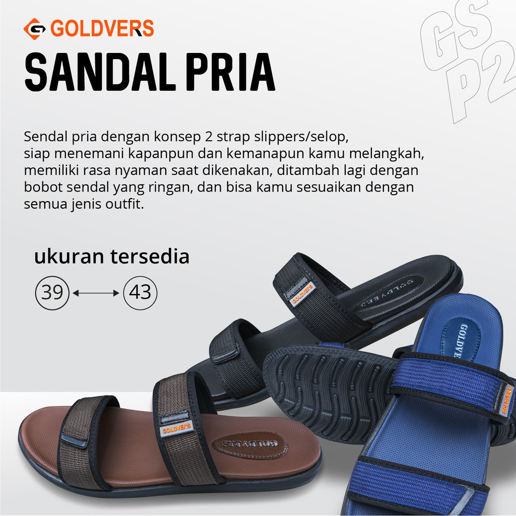 Sandal Pria Sandal Selop Cowok Sendal Santai Sandal Ori GOLDVERS Berkualitas Import - Goldies