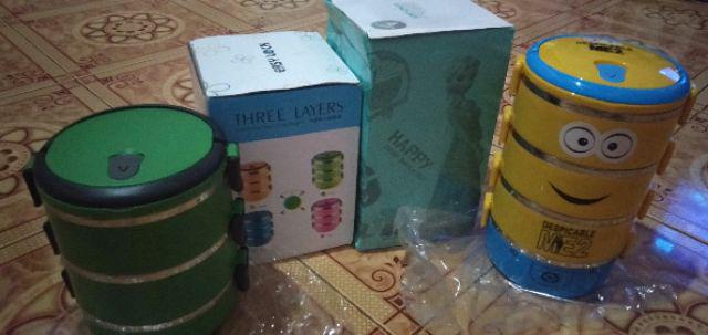 Rantang 3 Susun Jepit Stainless Kartun/ Rantang 3 Tingkat Karakter