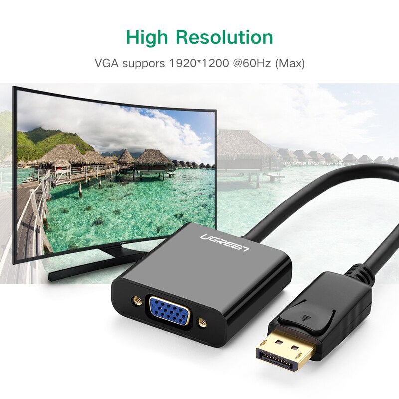 Ugreen Kabel Adapter Konverter DisplayPort 1080P Ke VGA Male Ke VGA Female