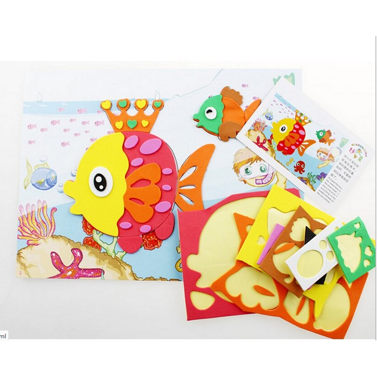 BIG DIY EVA Mainan Anak Puzzle STIKER EVA FOAM 3D DIY / Sticker Busa Perekat Animal Edukasi Anak