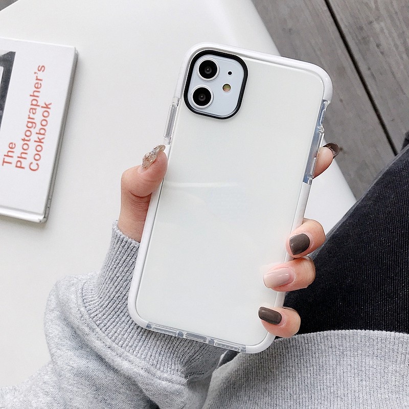 Kasus Telepon transparan iPhone 11 Pro Max XR XS Max SE2 i6 7 8 Ditambah Shockproof TPU Silicone Case