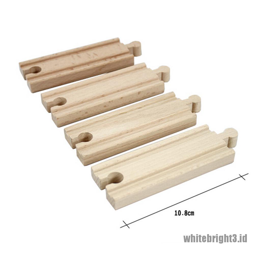 (white3) 1pc Mainan Track Kereta Api Lurus Bahan Kayu Untuk Semua Merk