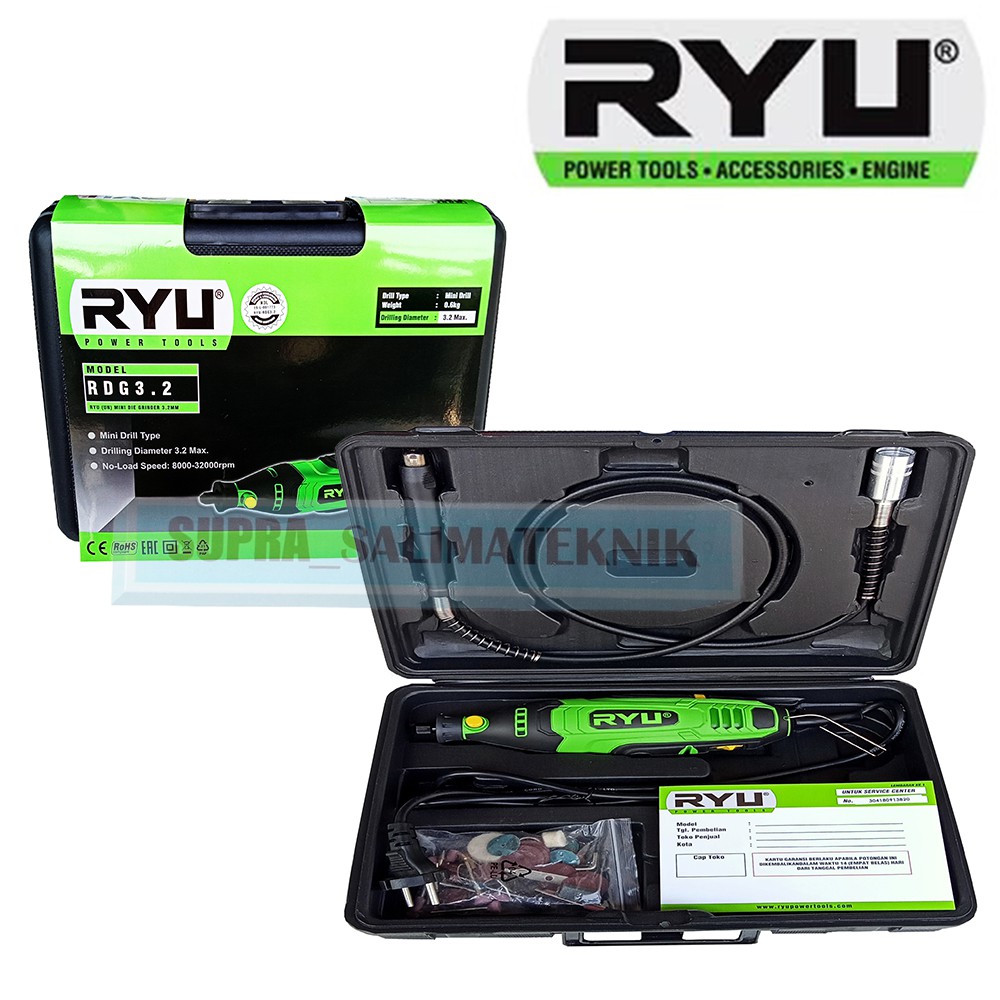 RYU Mini Die Grinder Set RDG 3.2/Mesin Gerinda Mini RYU RDG 3.2/Bor Tuner RYU