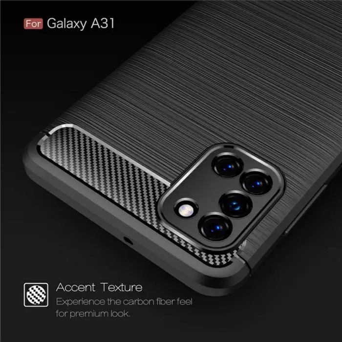 Case Slim Fit Carbon Samsung A31 A315F 6.4 inchi Softshell Fiber Multi Carbon Anti Melar