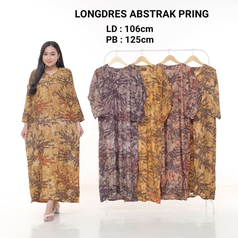 Longdres Batik - Longdres Busui - Longdres Kancing Depan - Longdres Abstrak Motif Bambu Best Seller