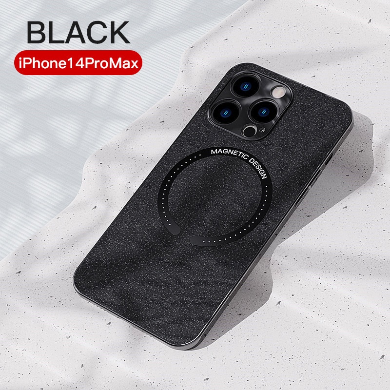 Case Pelindung Lensa Kamera Bahan Kulit Matte Magnetik Ultra Tipis Untuk iPhone 11 12 13 14 Pro Max