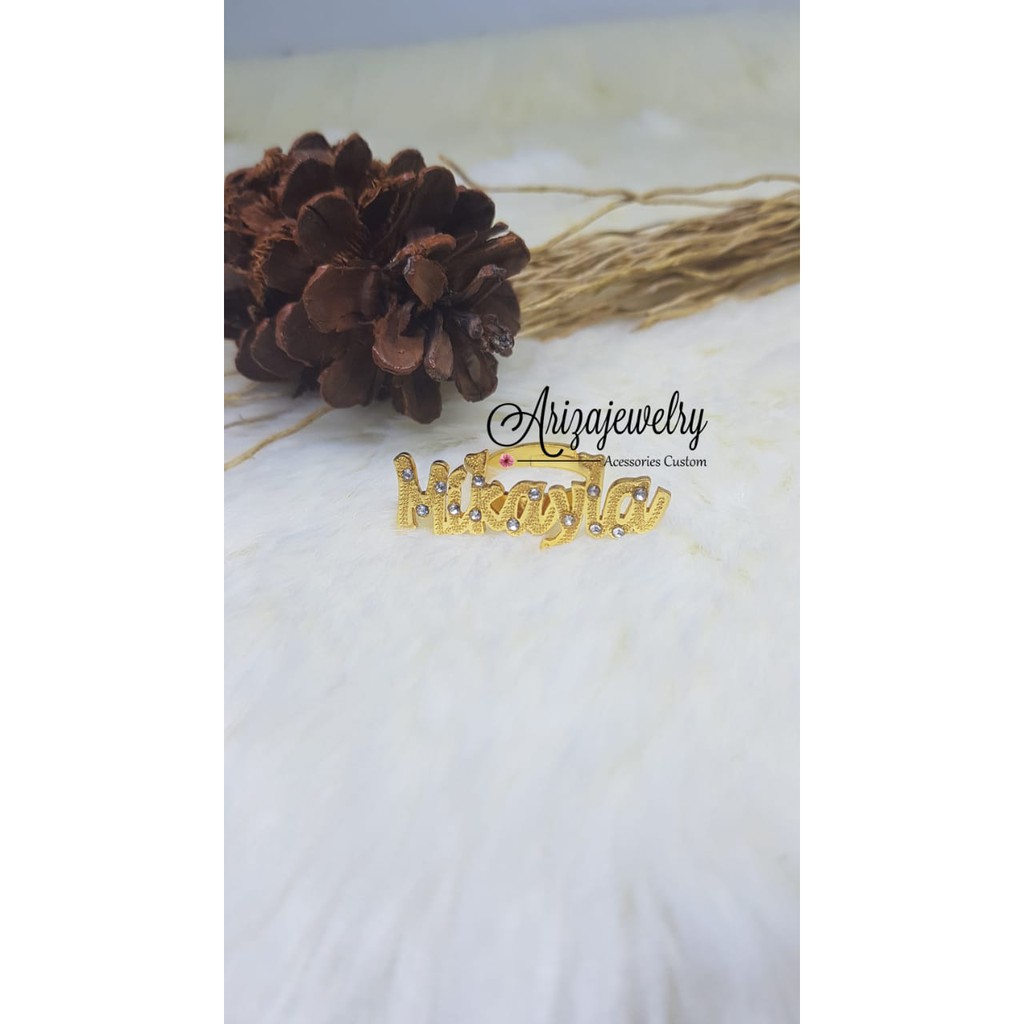 Cincin nama Las lapis emas grafir permata