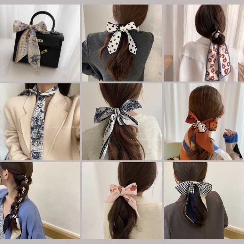 PREMIUM SATIN SCRAF SYAL / TWILLY BAG / BANDANA / Ikat rambut tali Korea / Korean Silk Hair Ribbon Anugrah@store