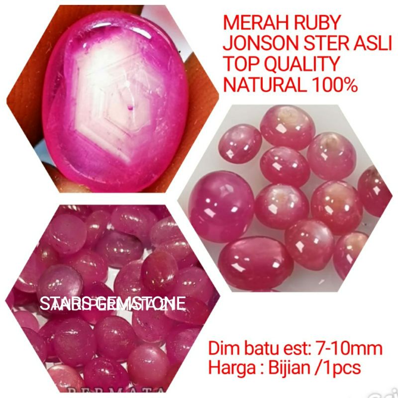 BATU PERMATA MERAH RUBY JHONSON ASLI NATURAL 100%