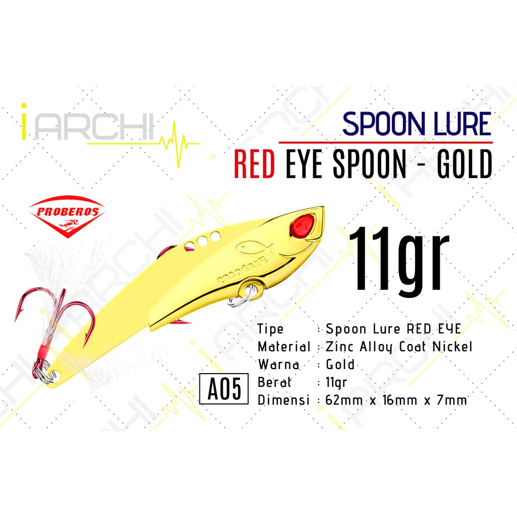 RED EYE SPOON Lure 11 gr GOLD UL Spun Castjig 11gr Cast jig