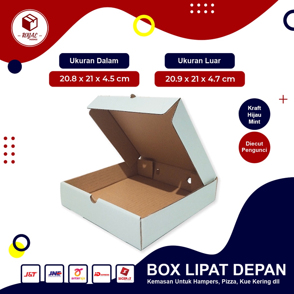 Box Polos size 21 x 21 x 4,5 cm Kardus/Packing/Polos/Pizza/Box/Hampers/BoxPizza - Bisa custom sablon-1