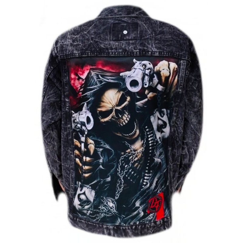 JAKET JEANS DENIM SKULL RANDOM SANDWASH PREMIUM BEST SELLER