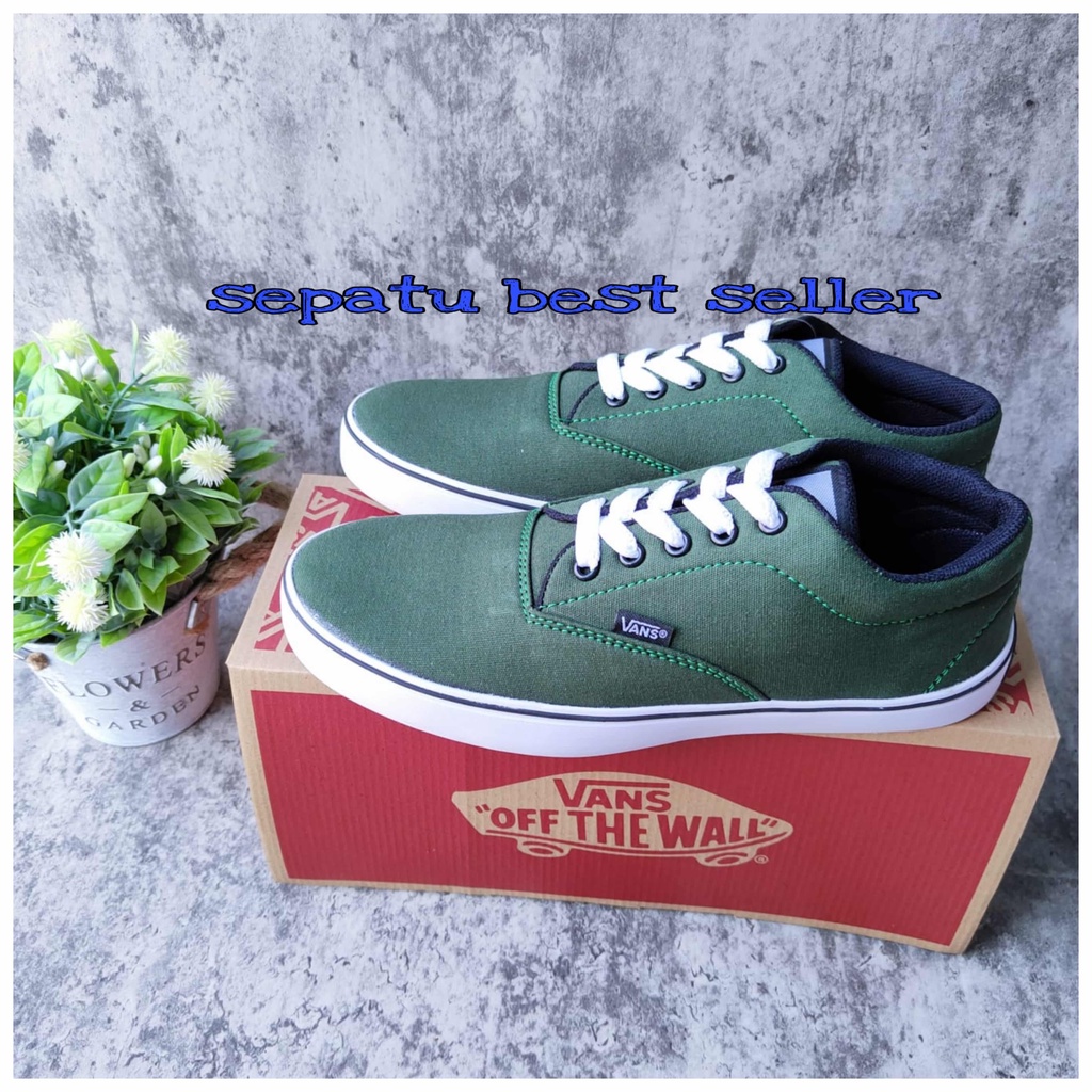 Sepatu Sekolah Vans Era Authentic California hijau army Pria Wanita