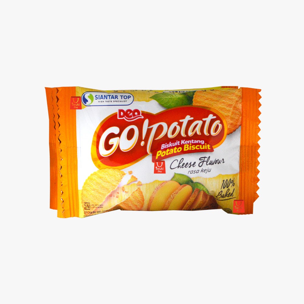 

Deo GO! Potato Cheese Potato Biscuit Biskuit Kentang Rasa Keju Renceng - 10pcs x 10gr