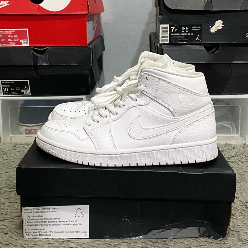 Nike Air Jordan 1 Mid Triple White *100% Original
