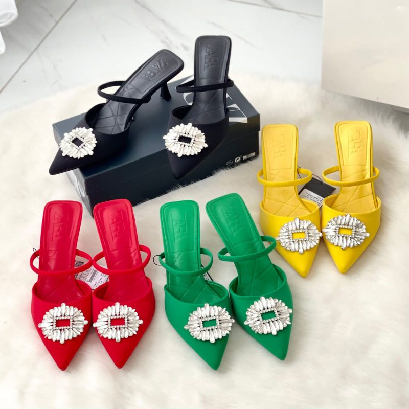 PROMO SALE Zara Shoes Heels 6 cm black yellow red green sepatu sandal pesta hitam kuning merah hijau